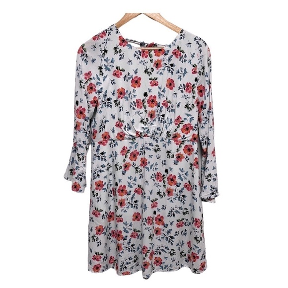 LOFT Floral Bell Sleeve Mini Dress With Pockets. Size 4 - Picture 1 of 8
